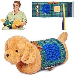 Fidget Muff and Blanket for Elderly | Fidget Blanket for Dementia | Dementia Products for Elderly | Gift and Activities for Seniors with Alzheimer’s or Dementia | Sensory Fidget Toys (Beige)