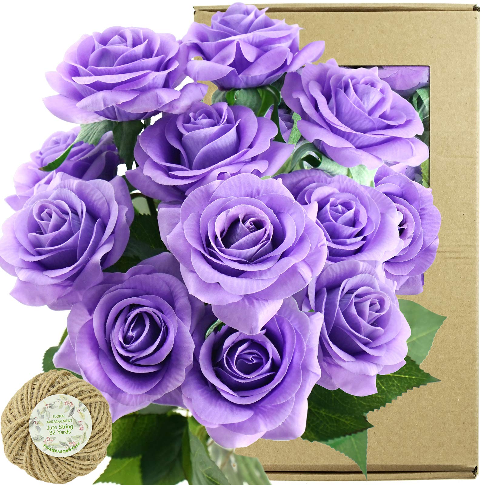 FiveSeasonStuff 12 Stems Artificial Flowers Real Touch Silk Roses for Wedding Decoration Bridal Bouquets Table Centerpieces Party Shower, Packed in