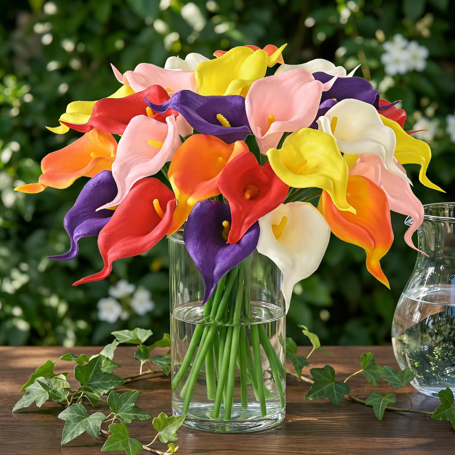 Yastouay 36 Pcs Calla Lily Artificial Flowers, Real Touch Colorful Artificial Flowers Wedding Bouquet, Real Look Fake Flowers for Wedding Home Indoor Outdoor Centerpiece Decor