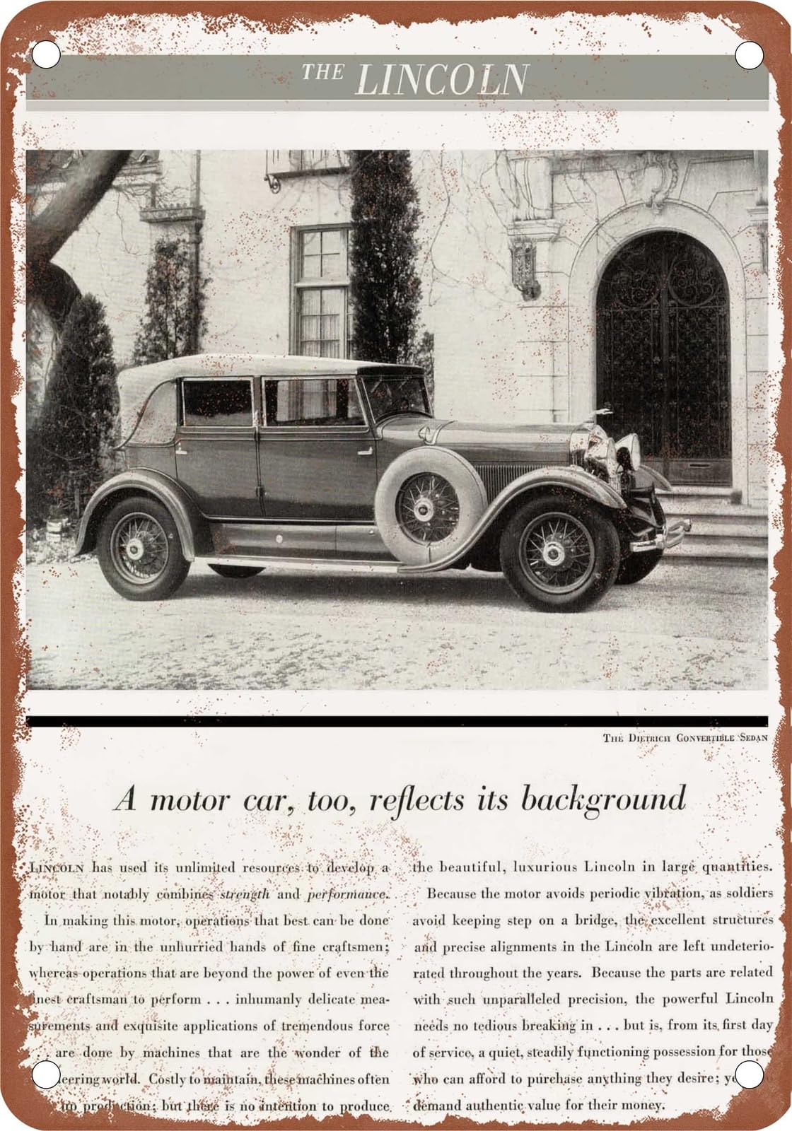 METAL SIGN - 1930 Lincoln Vintage Ad 01 - Old Retro Rusty Look home decor