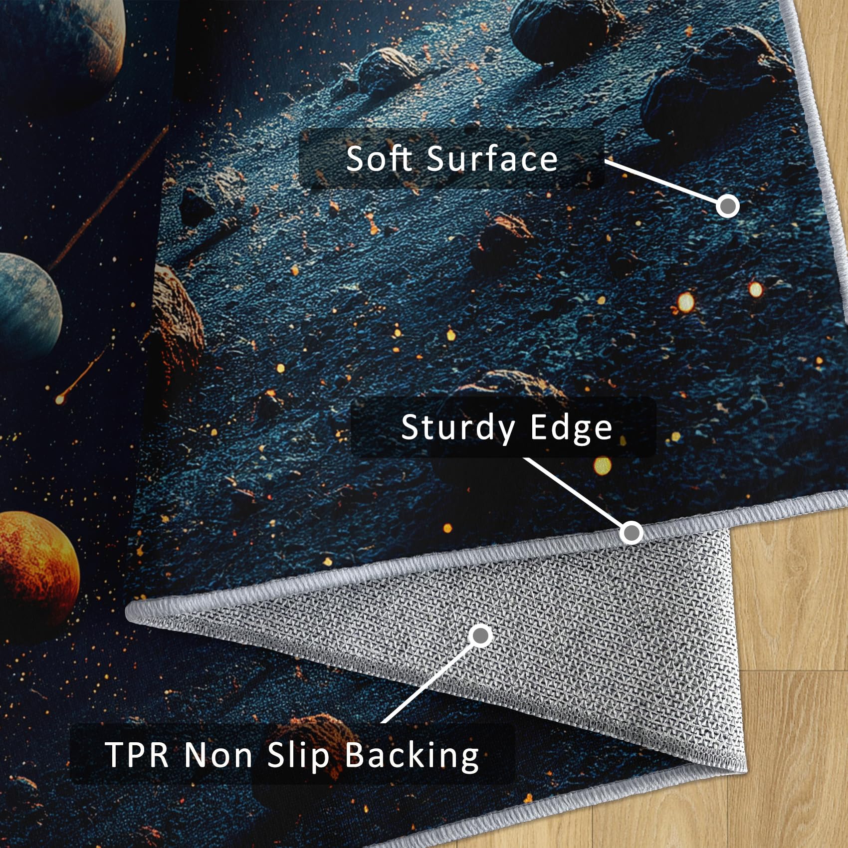 Generisch Planet Weltraum Teppich, Teppich Schlafzimmer Wohnzimmer Universum Galaxie, Wohnzimmerteppich Schlafzimmer Dekoration rutschfeste Waschbar Flanell 160x230 cm V-M5
