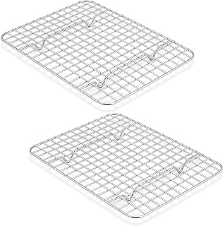 TeamFar Small Cooling Racks, 2-Piece Stainless Steel 9.75’’ x 7.5’’ Heavy Duty Grid Wire Rack for Baking Roasting Broiling...