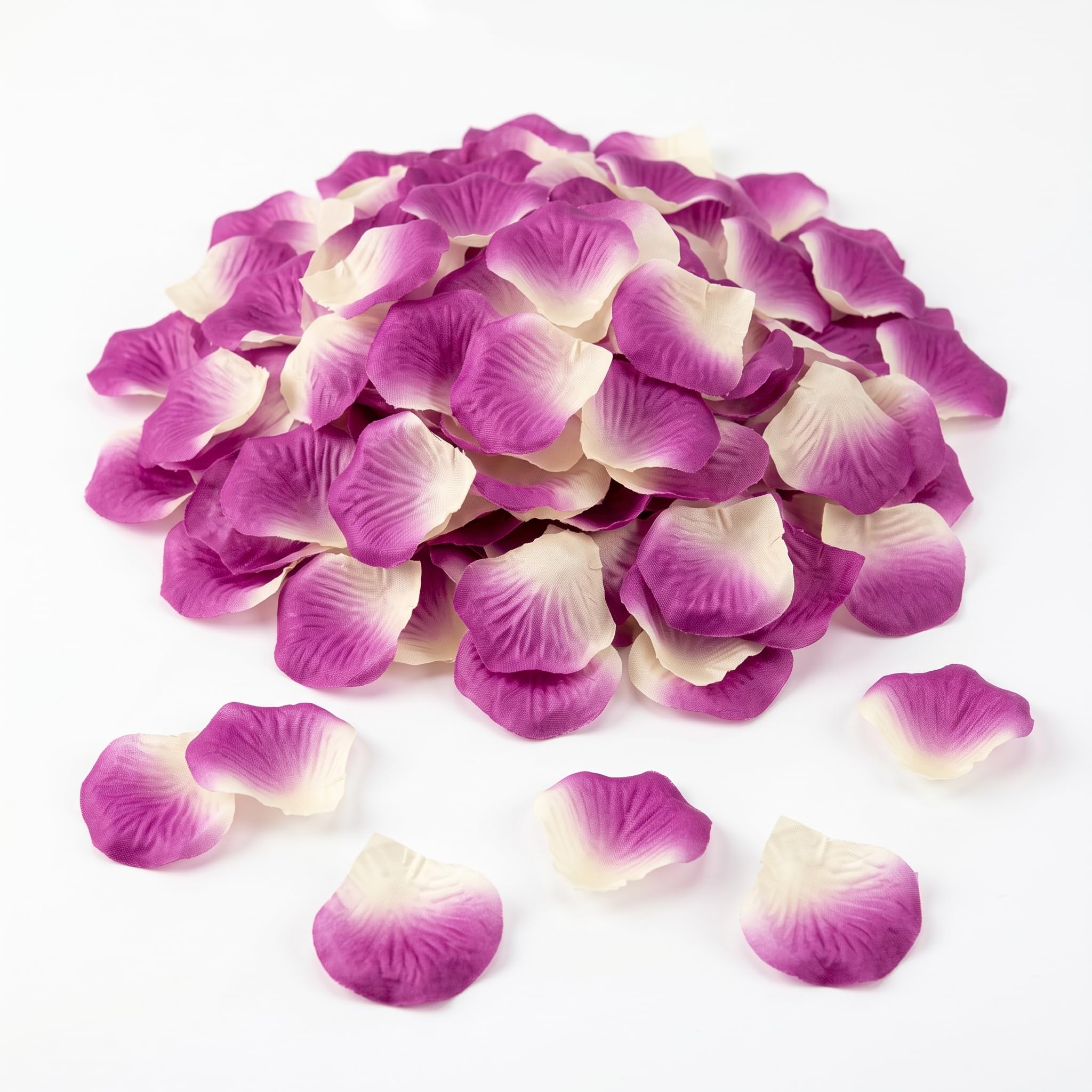 Ertzinla 3000Pcs Purple and White Artificial Rose Petals, Non-Woven Realistic Fake Petals for Wedding Valentine's Day Romantic Decor (3000, Purple and White)