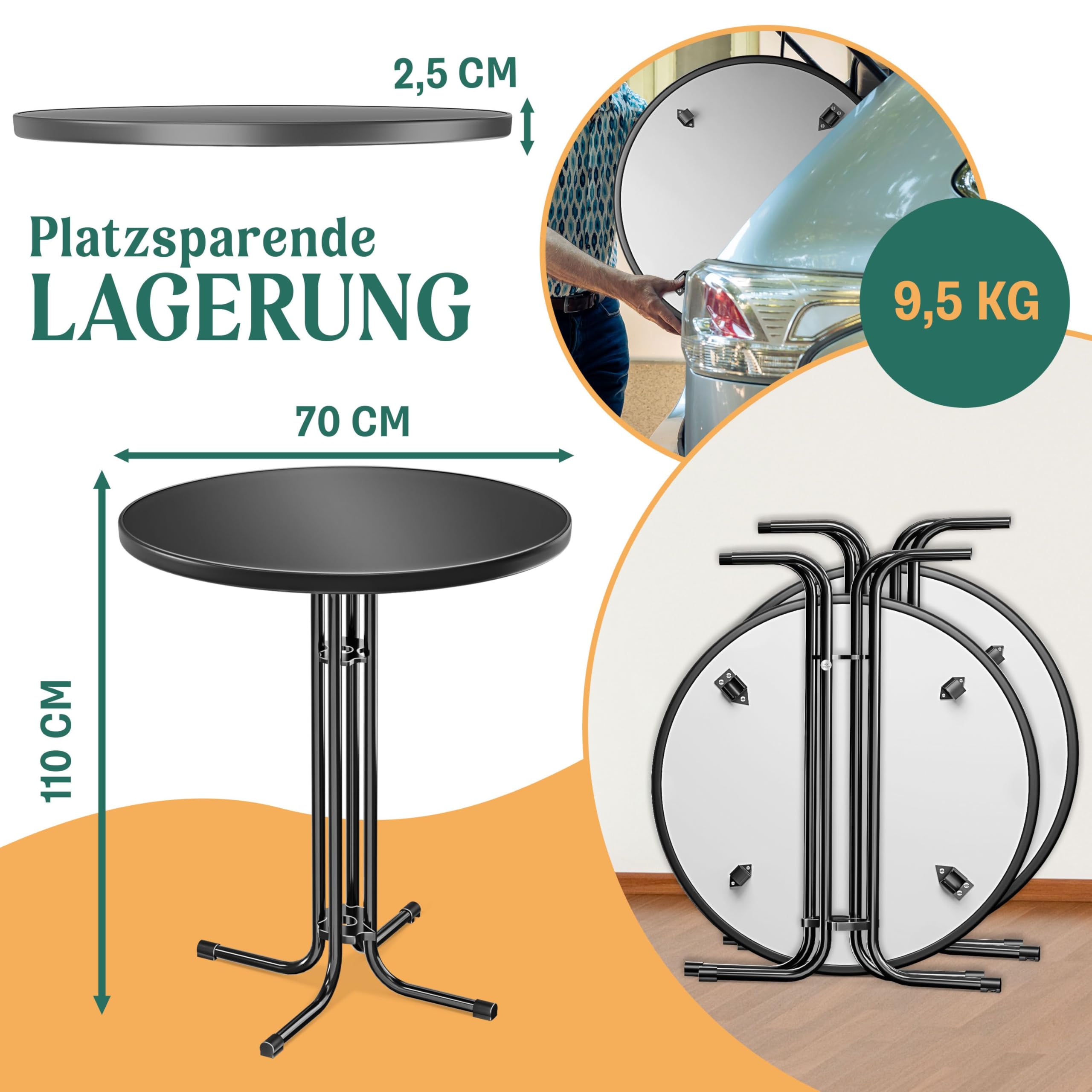 KESSER® Gastro Stehtisch klappbar Bistrotisch 2er Set | Pulverbeschichtete Edelstahlplatte | höhenverstellbare Füße | Party-Tisch Ø 70cm | In- & Outdoor | Empfangstisch mit Husse | Klapptisch Rosa