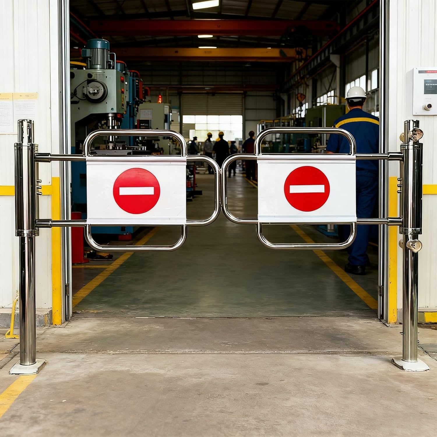 Automatic Spring-Loaded Double Swing Gate Single Direction Entry Door 90° Manual Opening Gate for Market Stainless Steel Security Gate (50x100cm)