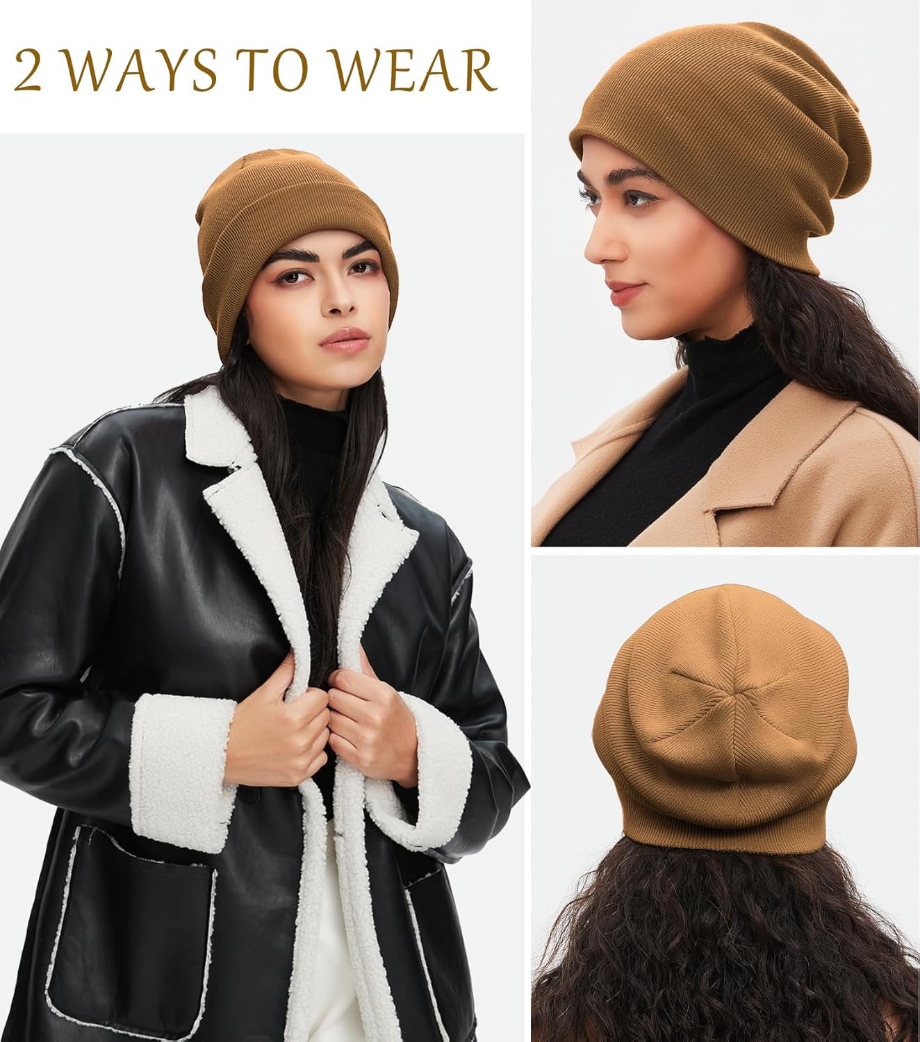 100% Cotton Beanie for Women Men,Double-Layer Knit Warm Winter Hat Soft Cuff Fisherman Beanies Hats Slouchy Skull Cap - Image 4