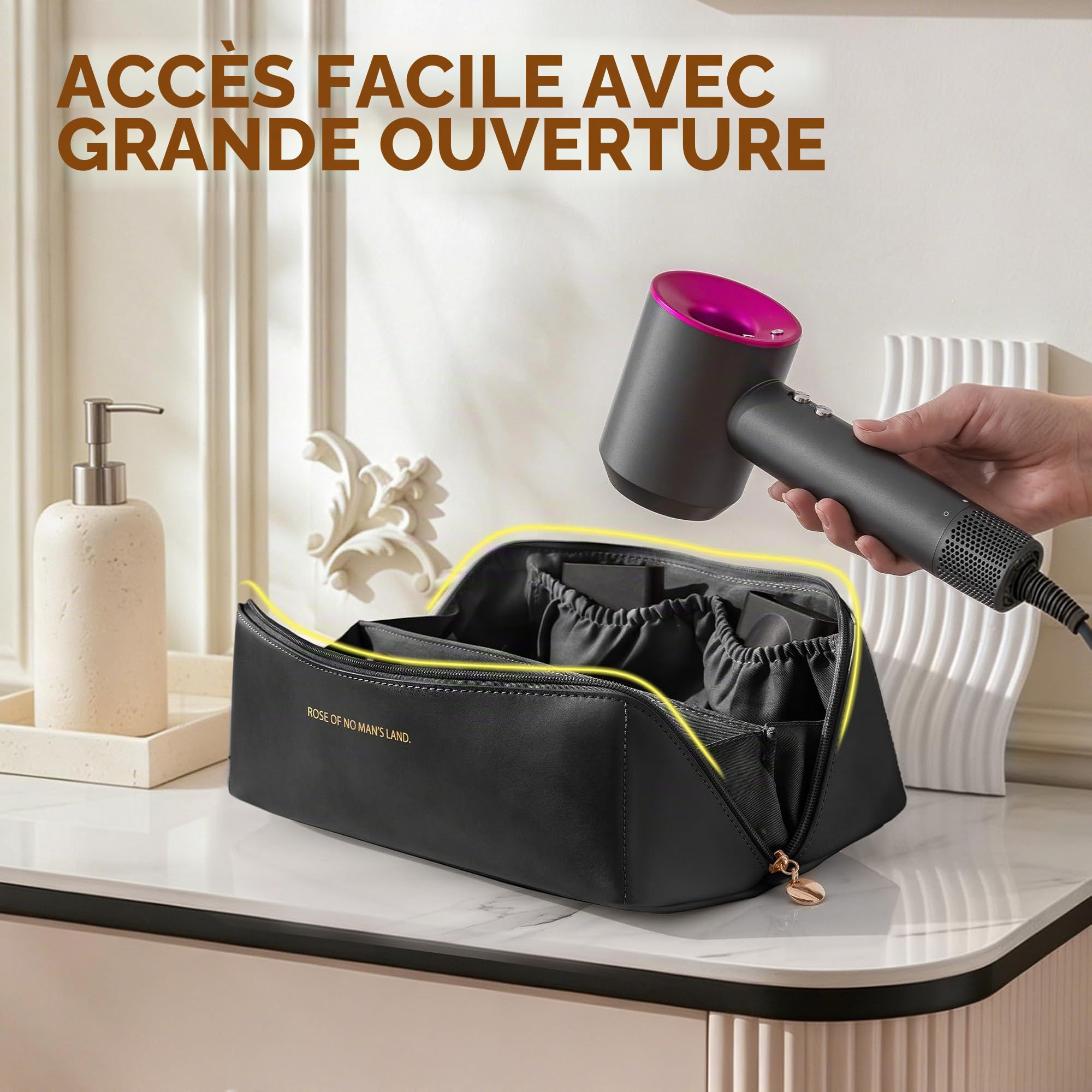 Rangement Dyson Airwrap, Sac de Voyage pour Dyson Airwrap Styler/Shark Flexstyle/Hair Curler, Étui Dyson Airwrap avec Grande Ouverture, Sac de Rangement de Voyage Portable