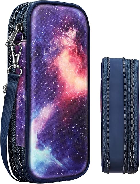 Large Capacity Pencil Case, FINPAC Foldable Pencil Box, Big Pen Pouch Stationery Storage Organiser for Teen Girls Boys Adults, Office School Supply for Students, Galaxy