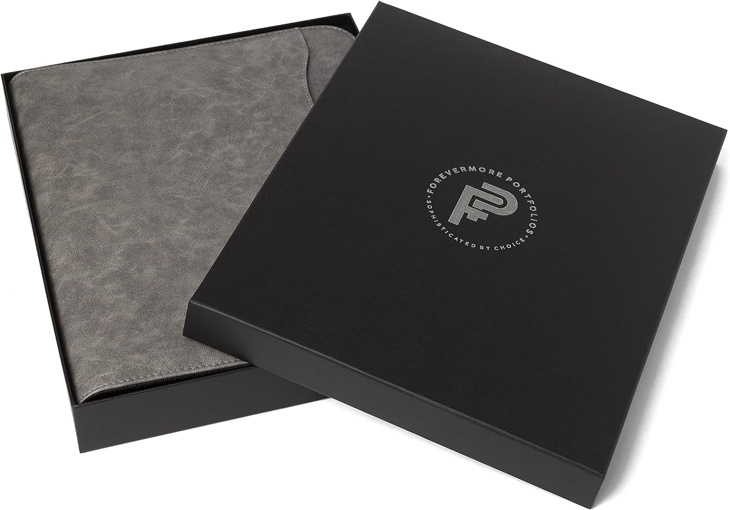 Forevermore Portfolios Portfolio Organizer - 1.5" 3 Ring Binder with Notepad - Zippered Storage Pouch for Papers, Travel Documents, Presentation Folder with Pockets for Card, Passport, Tickets - Gray 1.5-inch Rings Portfolio with Permanent Ring Binder Gray