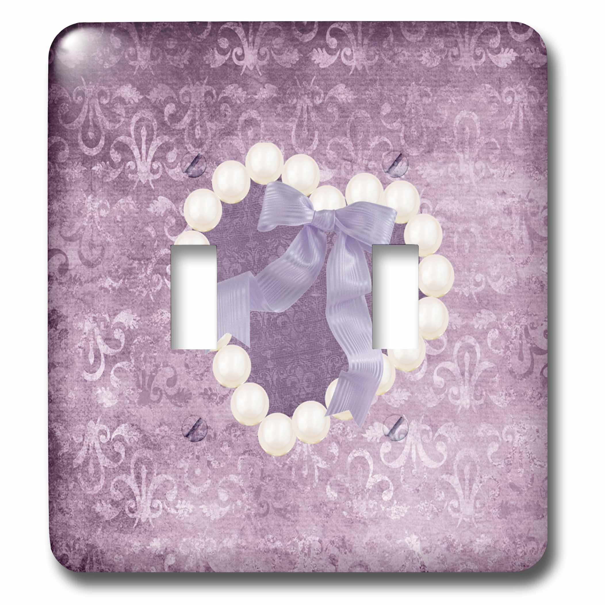 Perles en forme de cœur double interrupteur à bascule violet damas 3D Rose