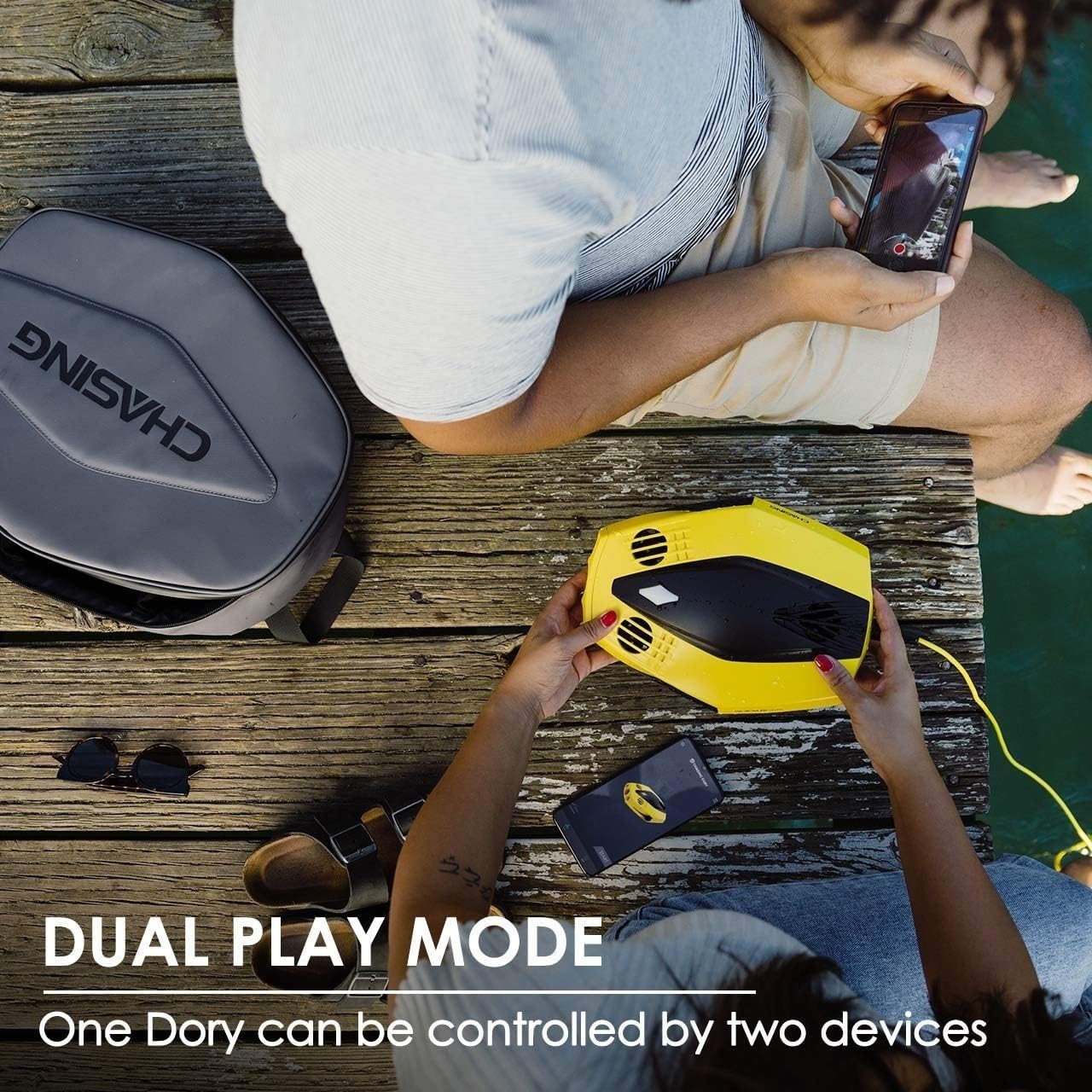 Drone Subacqueo Con Fotocamera, Rilevatore Subacqueo Full HD 1080p, Telefono Cellulare/telecomando (doppio Controllo), Visualizzazione In Tempo Reale, Telecomando APP, 4 Accessori Tra(B)
