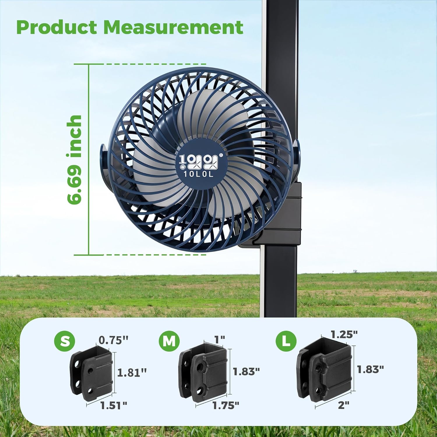 10L0L USB Golf Cart Fan - Magnetic Mount & Secure Bracket,Rechargeable,56H Battery,Silent 360° Adjustable,for Golf & RV