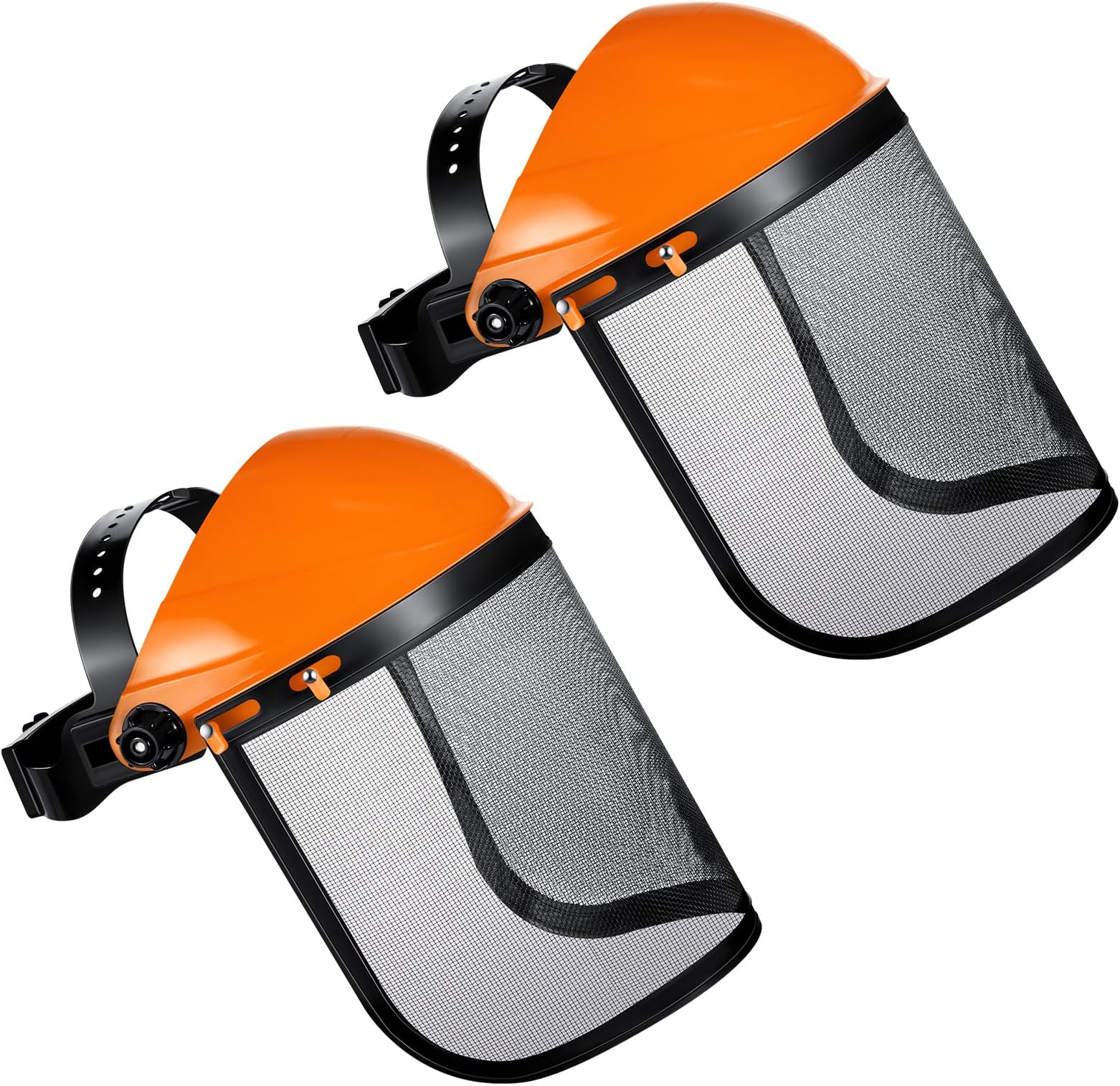 2 Pcs Safety Face Shield Adjustable Safety Helmet with Visor Chainsaw Helmet Strimmer Face Guard Face Protection Shield Forestry Hat for Gardening Logging Lawn (Orange)