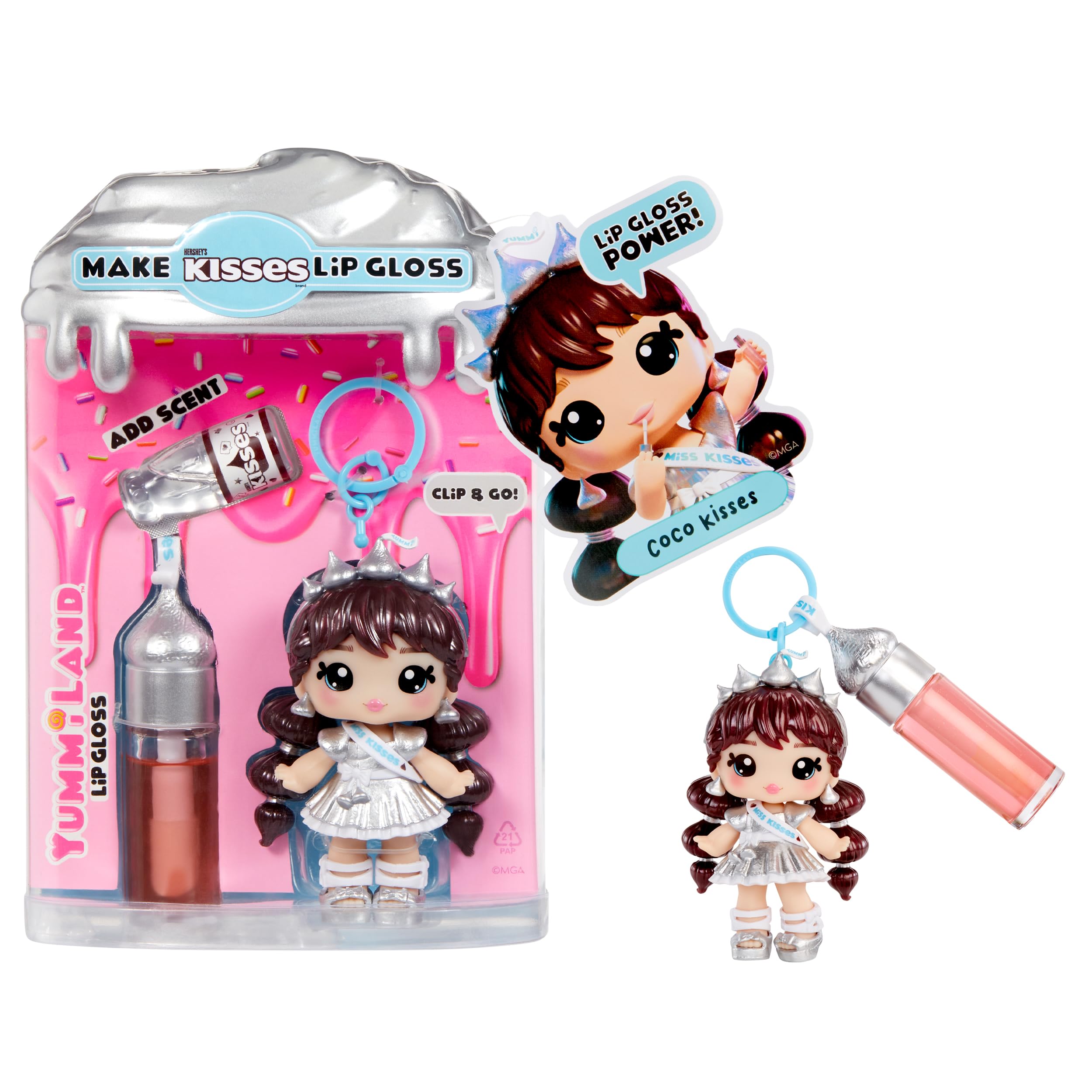 Yummiland x Licensed Sweets Lip Gloss Doll: Hershey’s Kisses, Coco Kisses, Includes 1 Doll - Image 2