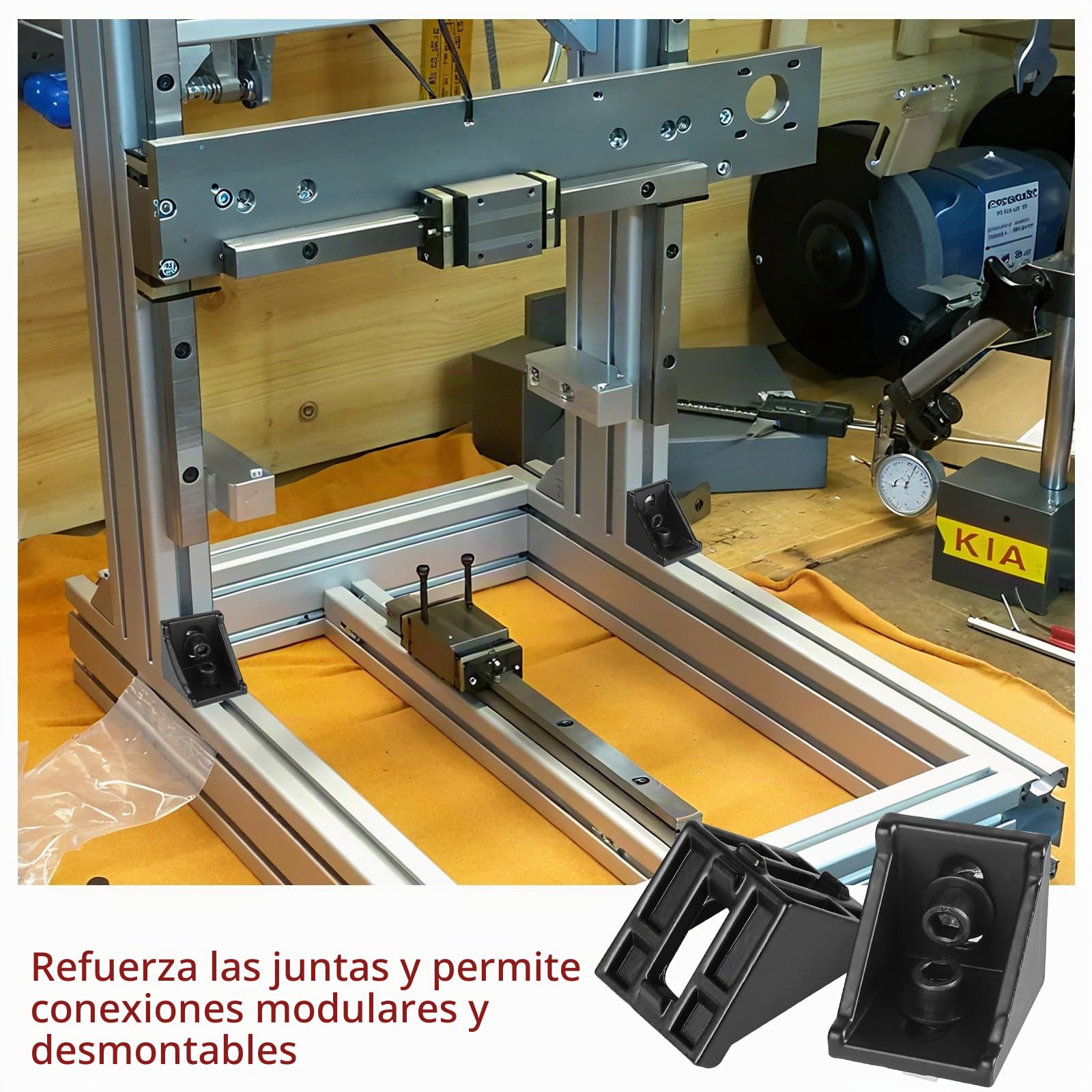 20pcs Conectores angulares de aluminio, ángulo de 40 x 40, Soporte de pared de ángulo de 90 grados, Perfil de aluminio 4040, Ranura 8 para perfil de puntales, Impresora 3D