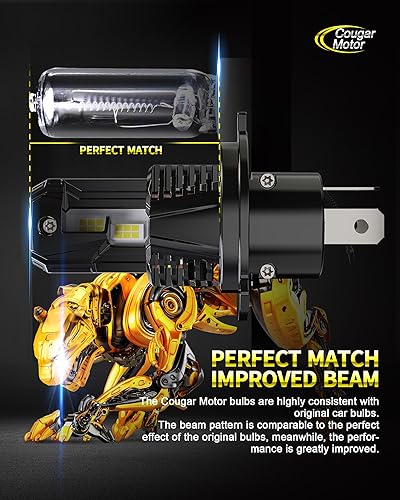 Miniatura 4 de Cougar Motor Bombillas H4, 9003, inalámbricas, 6500K, delgada, sin polaridad, antiniebla, bombillas de luz de conducción, Plug-N-Play, paquete de 2