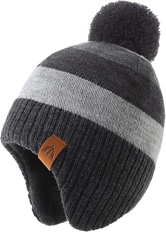Boys Winter Hat Baby Beanies with Earflap Upgrade Fleece-Lined Skiing Toddler Hat