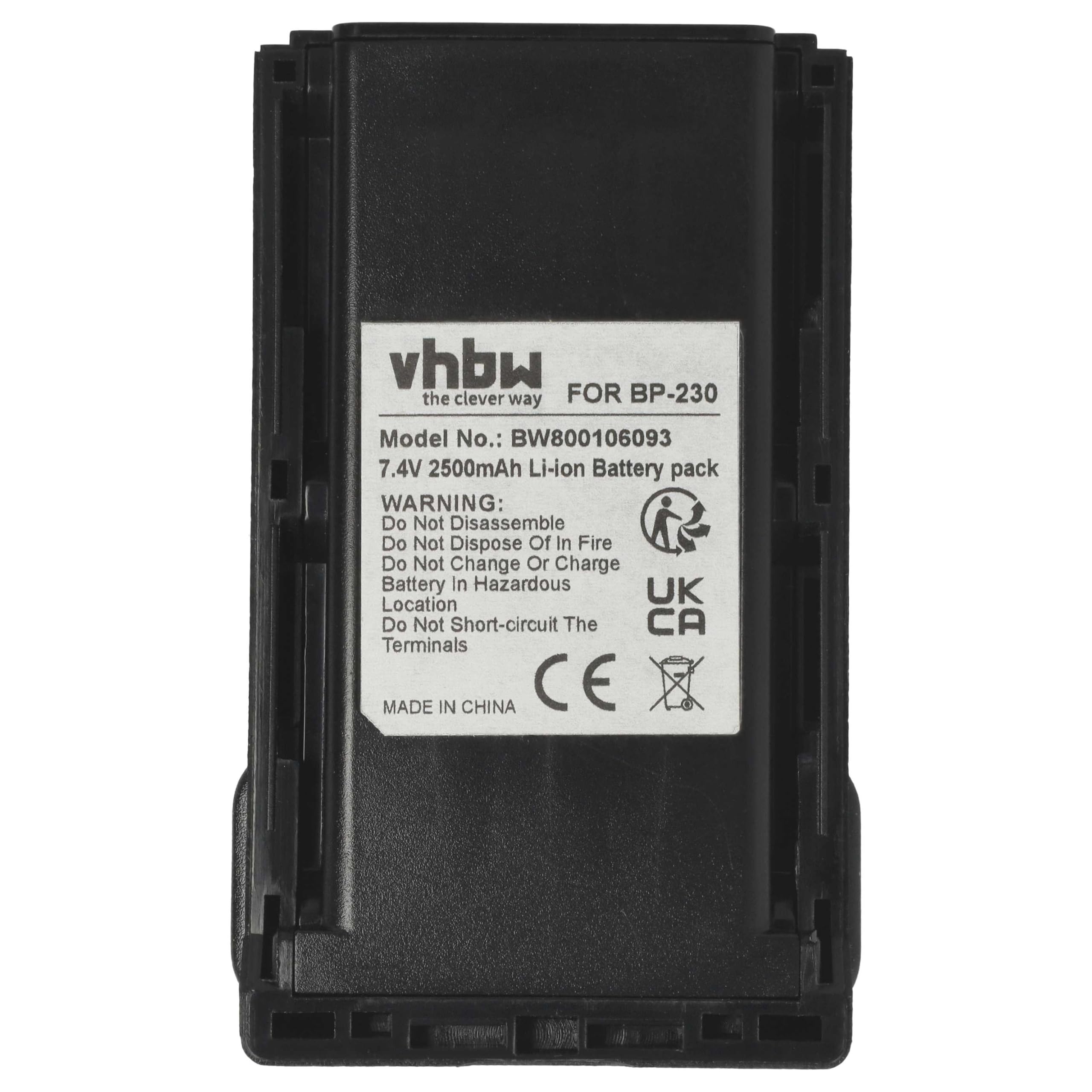 vhbw Bateria zamienna do Icom BP-232N, BP-232WP do krótkofalówki, Walkie Talkie (2500 mAh, 7,4 V, litowo-jonowa)