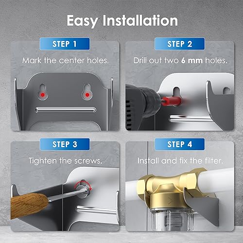 Miniatura 9 de Waterdrop Filtro de sedimentos giratorio con soporte sistema de filtro de agua para toda la casa para agua de pozo MNPT de 1 pulgada  FNPT de 34