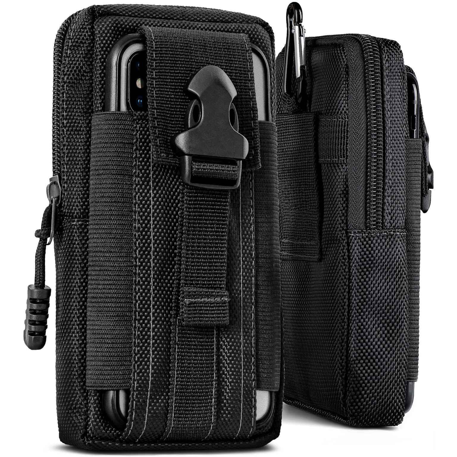 ONEFLOW Survival Case für Xiaomi 17 Ultra Handy Gürteltasche aus Nylon mit Karabiner, Taktische EDC Tasche mit Gürtel Halterung, Etui Handyhülle Outdoor Handytasche, Schwarz