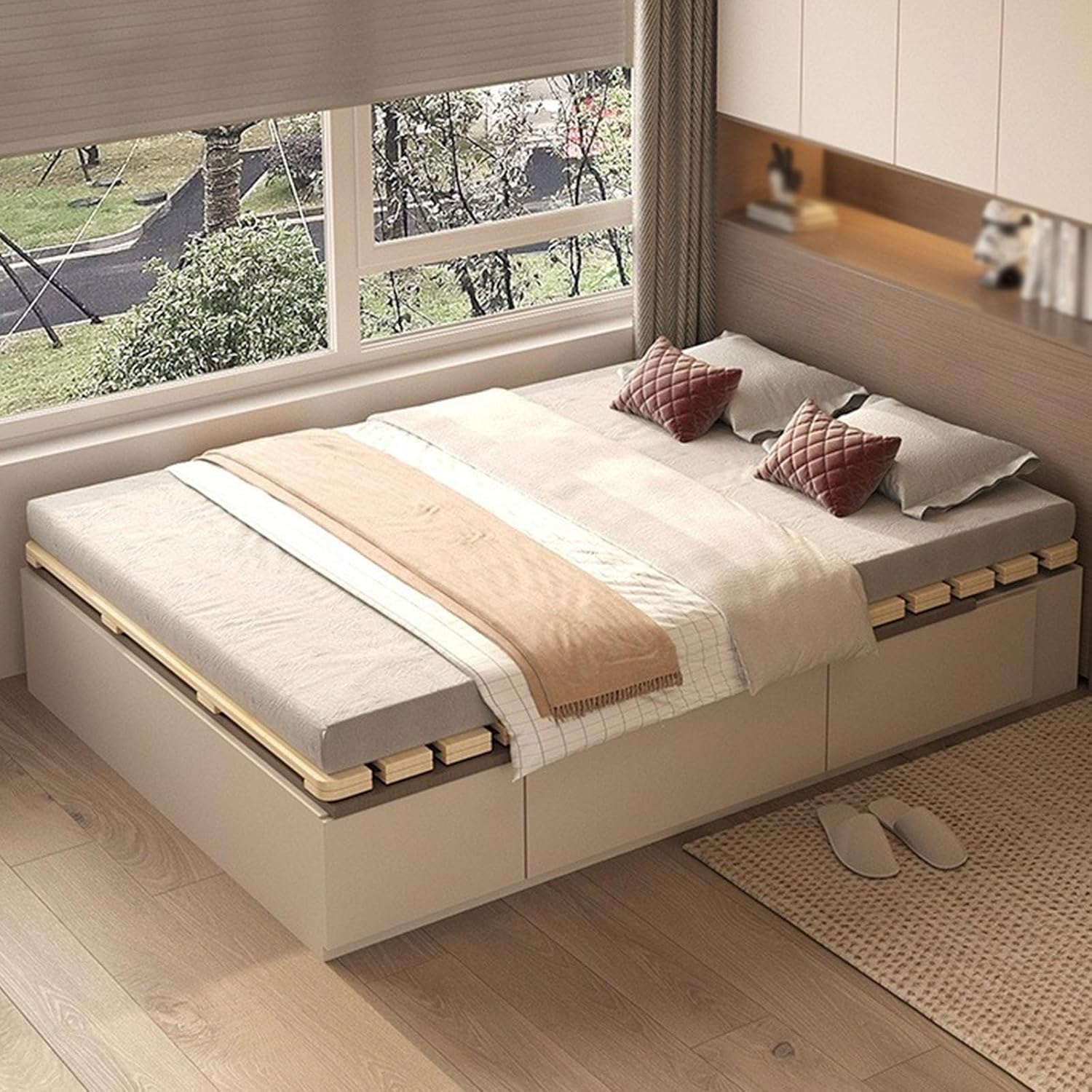 74.8in,78.7in Japanese Style Solid Wood Bed Support Slats, Foldable Roll-Type Slatted Bed Frame, Breathable Moisture-Proof Bed Plate,suitable For Bedrooms,Guest Rooms,Dormitories(78.7*47.2in)