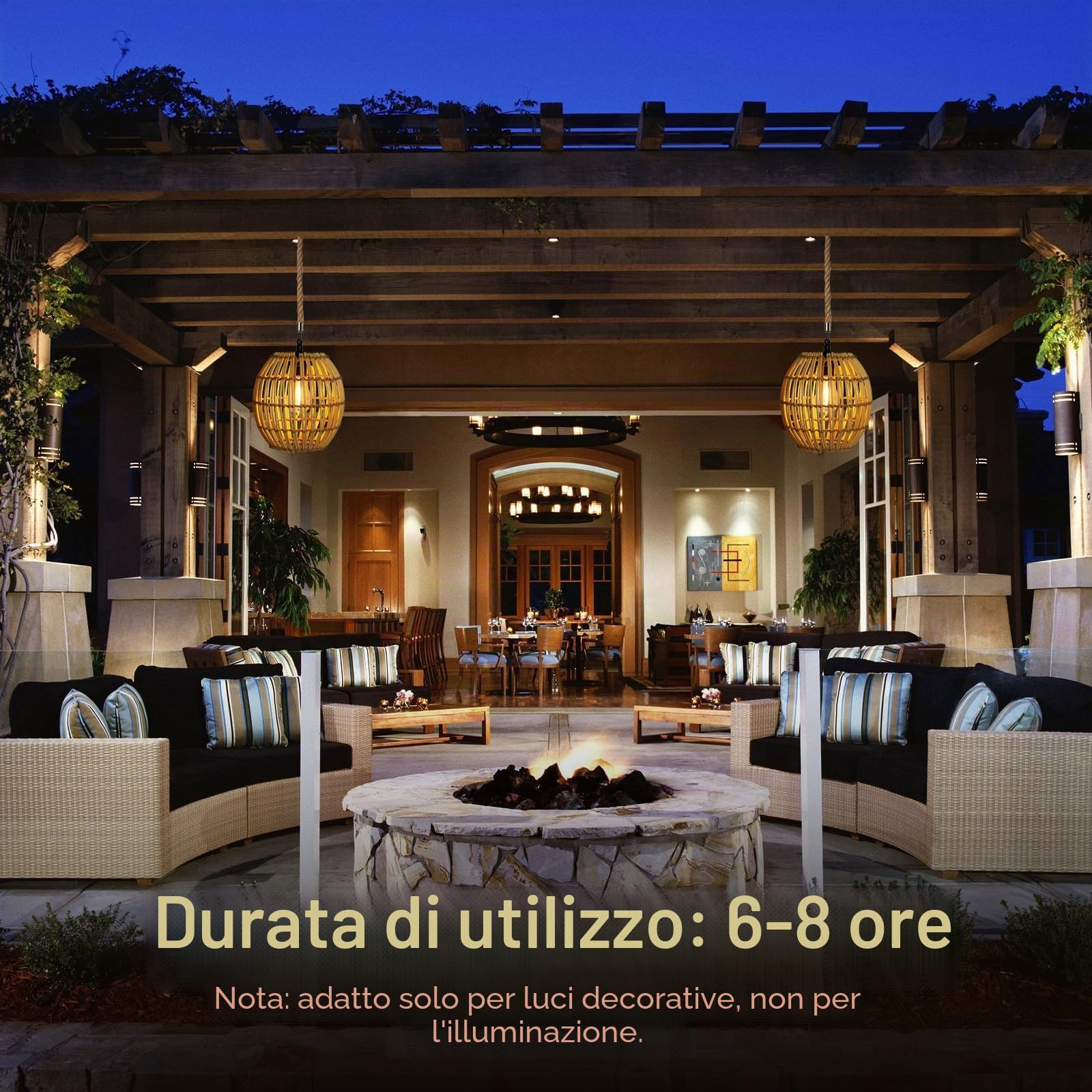 Lampade solari per esterni, da appendere, 2 pezzi, per esterni, resistenti alle intemperie, con corda, lampada solare da appendere per esterni, giardino, decorazione solare, lampada a sospensione per