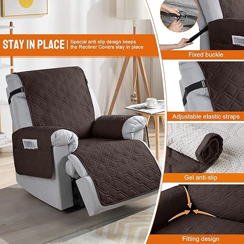 Miniatura 3 de VANSOFY Fundas 100% impermeables para sillas reclinables, antideslizantes, para sillas reclinables, protector de muebles, funda lavable con
