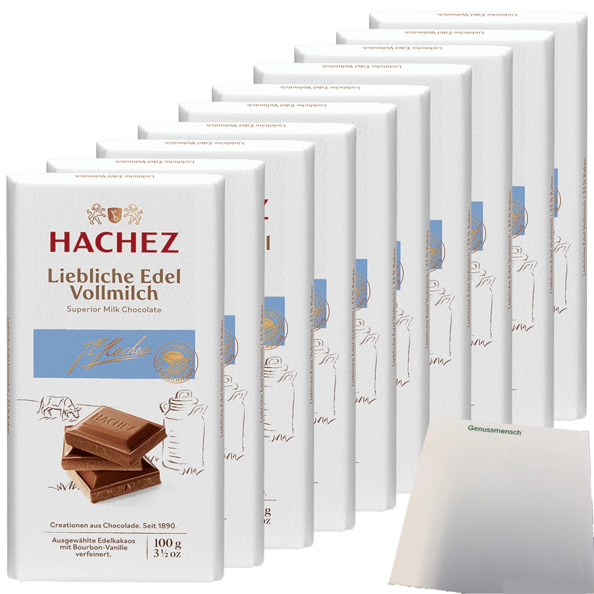 usy Bundle für Hachez Schokolade Liebliche Edel Vollmilch VPE (10x100g Tafel) + usy Block