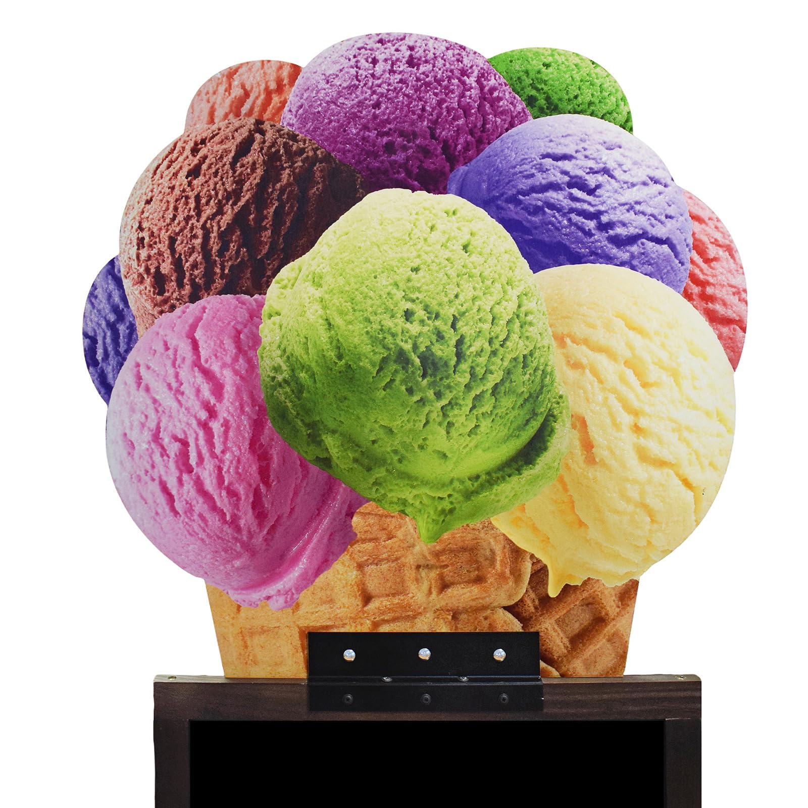 Doppelseitiger Kundenstopper 190 x 74 cm, wasserdicht, mit ABS-Kreidetafel, braune Holzkonstruktion, 16 Motive für Eisdiele, Café, Pizzeria und Gastronomie (9. Pizza Margherita)