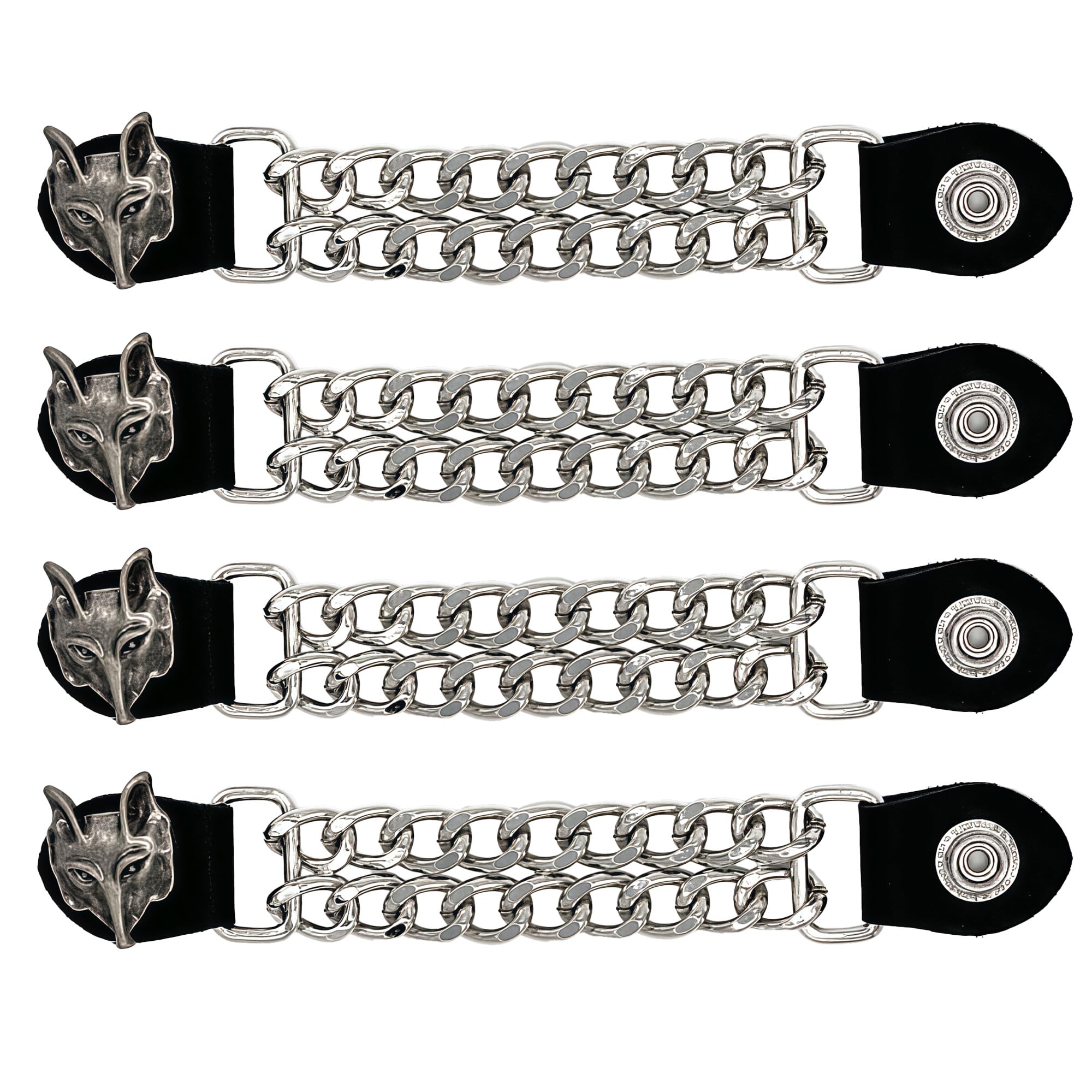 Motorcycle Vest Extenders for Men &amp; Women - 4 PCS Leather Vest Extensions for Biker - Durable Double Chrome Chains