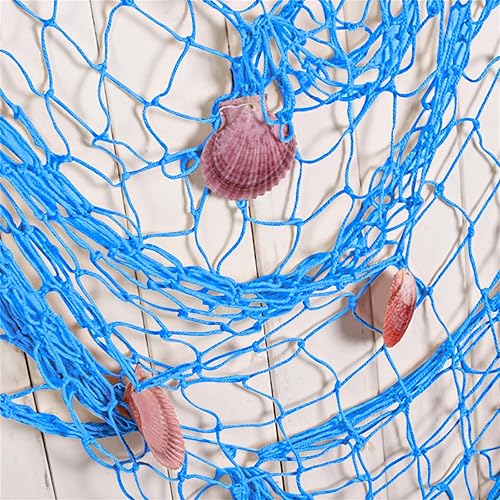 Miniatura 2 de Decoración de pared de red de peces naturales con conchas, decoración de pared con temática oceánica, red de pesca, decoración de fiesta para fiesta
