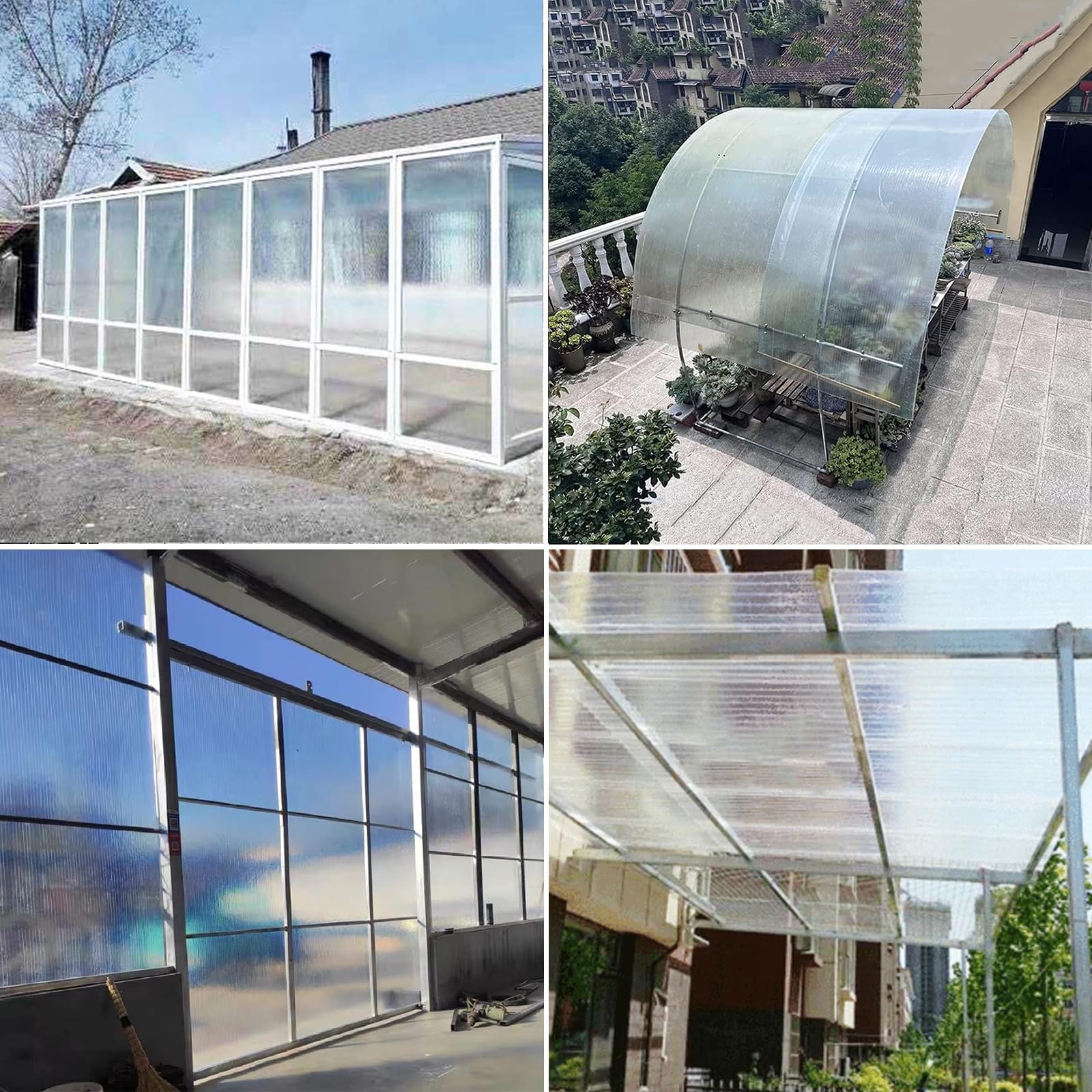 Paneles de invernadero de policarbonato transparente con protección UV, para exteriores y cubierta de techo de lluvia, ideal para toldos, cocheras, estadios y refugios de autobús (1,2 x 8 m)