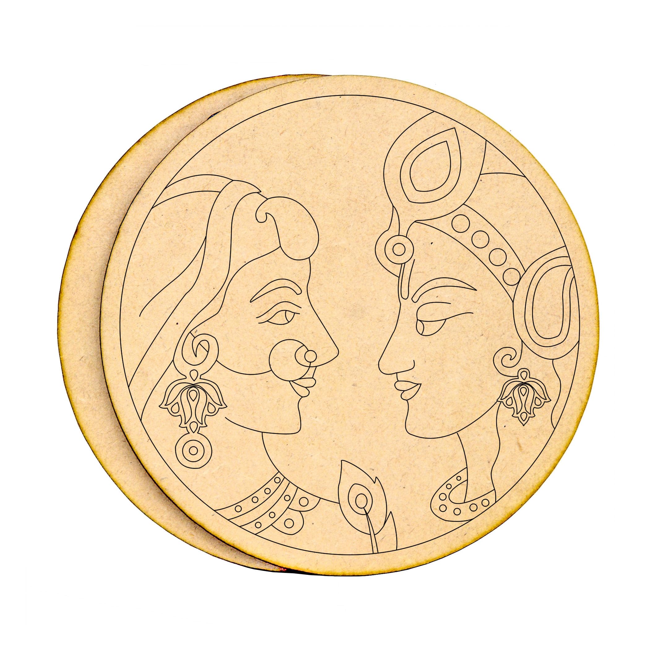 AJANTA ROYAL Premium MDF Mandala Art Board-3.5mm Thick Round Laser Engraved Design | DIY Lippan Art, Mandala Painting, Clay Craft Base | (Set of 2 Pieces) (4x4 inch) (MDL-04)-image-8