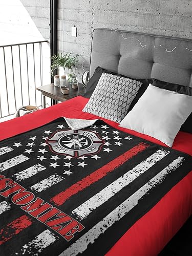 Miniatura 3 de Manta de bombero personalizada acogedora  Manta personalizada para cama infantil  Decoración de dormitorio de bombero  Manta de forro polar suave