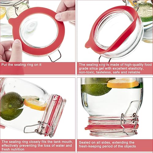 Miniatura 3 de Outus 8 juntas de silicona de 3.75 pulgadas, sellos de silicona de repuesto, anillos de sellado herméticos para tarros de conservas de boca regular