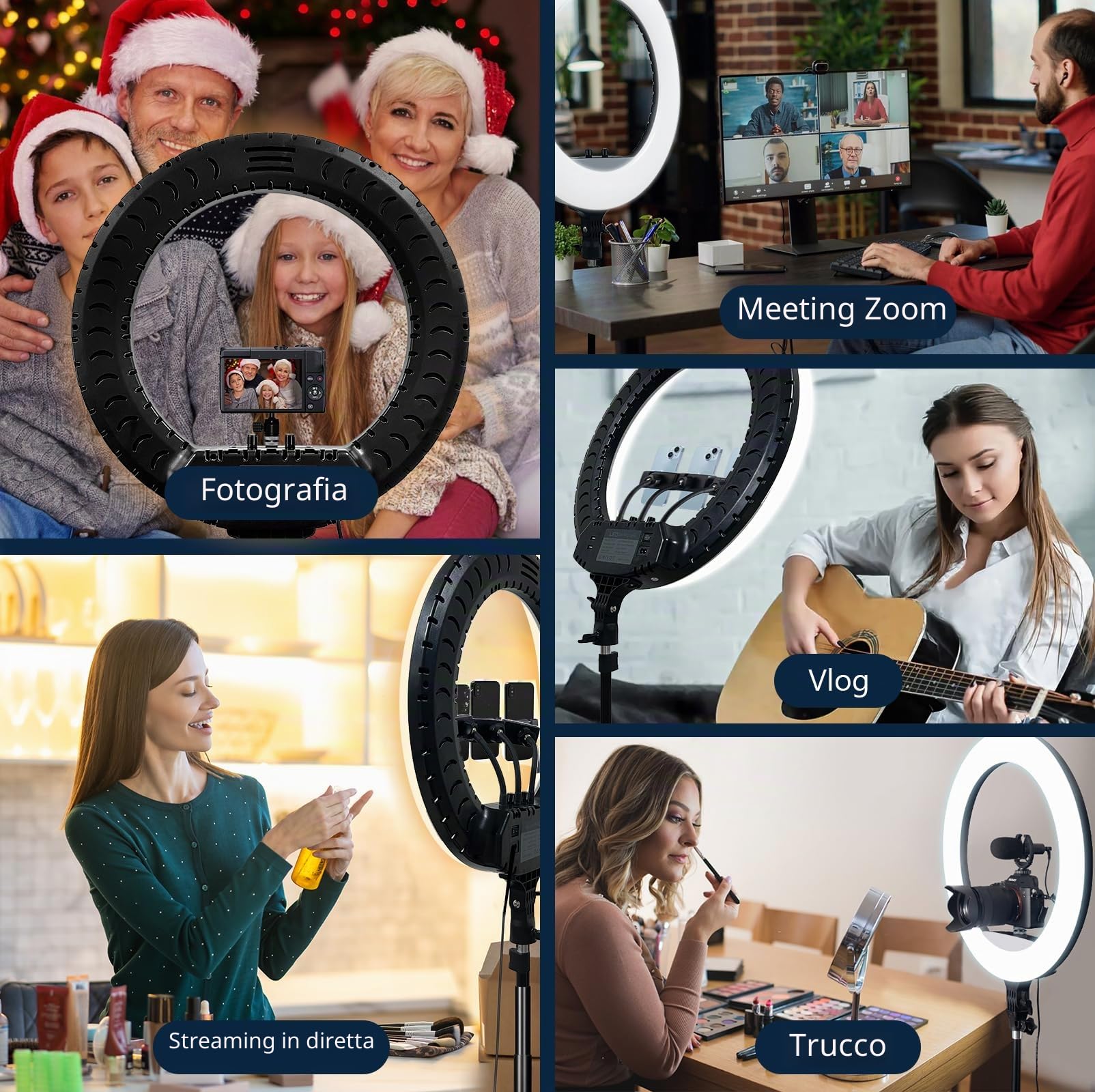 53.34CM/21 pollice Ring Light Telefono CRI 95+, Luce per Selfie 7000LM, 700K-6500K con testa per treppiede DSLR per YouTube TikTok Streaming Trucco Vlog Video Fotografia Zoom Riunione