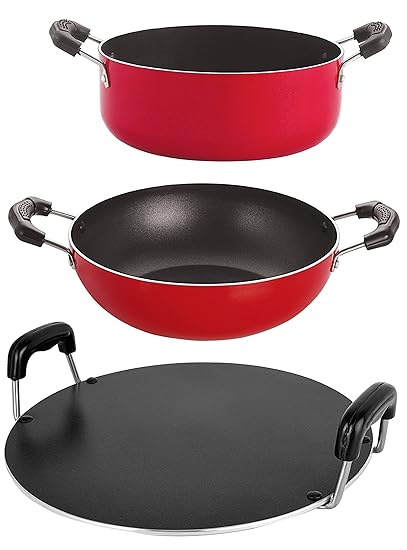 Nirlon Non-Stick Aluminium Heat Resistance 3 Piece Durable Cookware Utencil Combo Gift Set