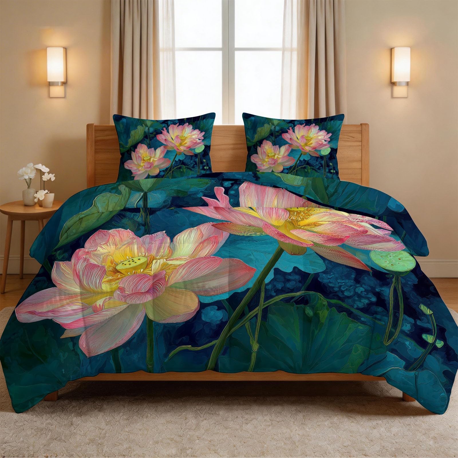 Couette 2 personnes motif lotus 200x220 pour transformer votre chambre en oasis zen