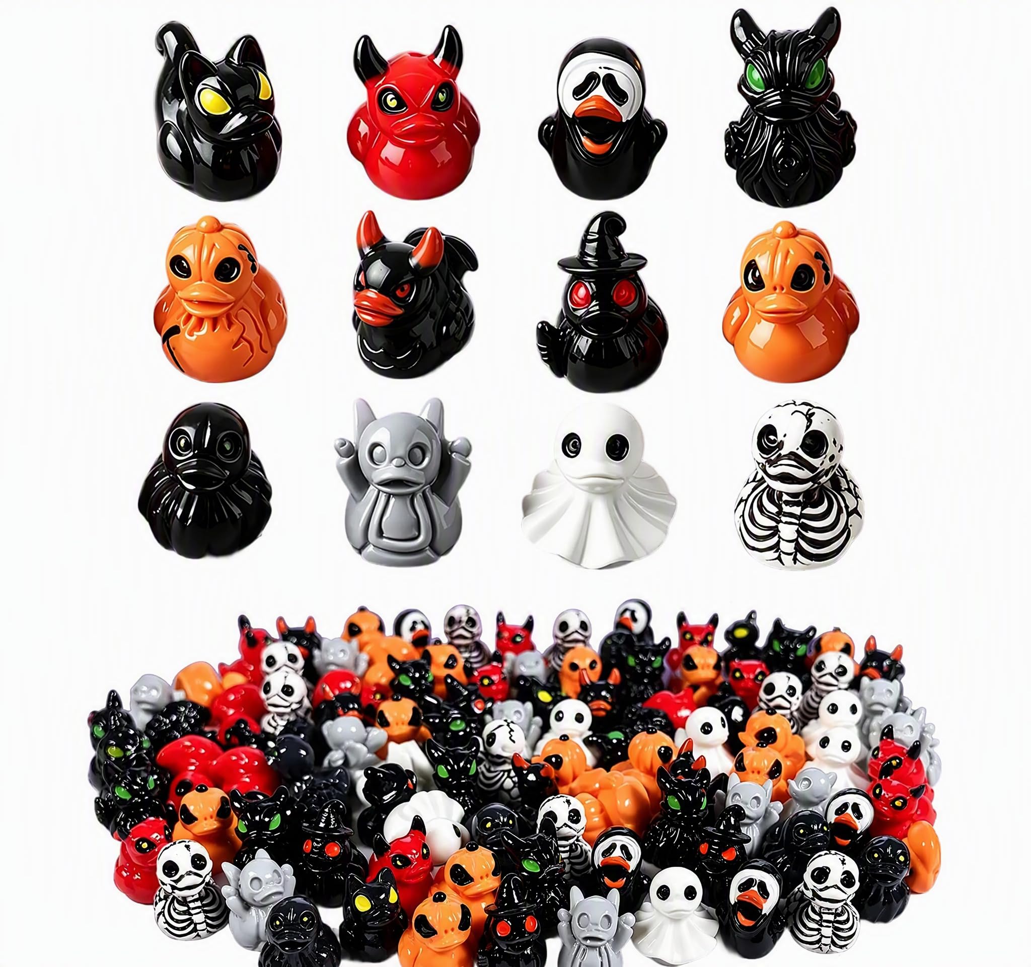Copbopwn 24 Pcs Halloween Mini Resin Ducks Spooky Duck Figurines for Decor