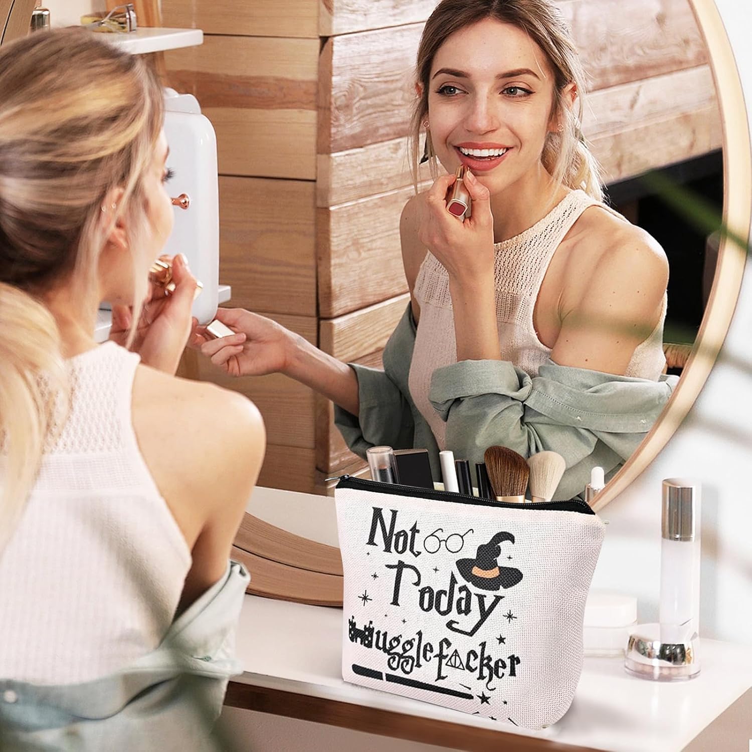 Funny Magic Wizard Cosmetic Bag Not Today Makeup Bag Pouch Birthday Christmas Gifts for Women Girl Sister Friends - Image 4