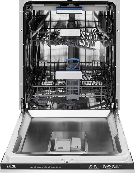 ZLINE Autograph Edition 24 3rd Rack Top Control Tall Tub Dishwasher in White Matte with Gold Handle, 51dBa (DWVZ-WM-24-G)