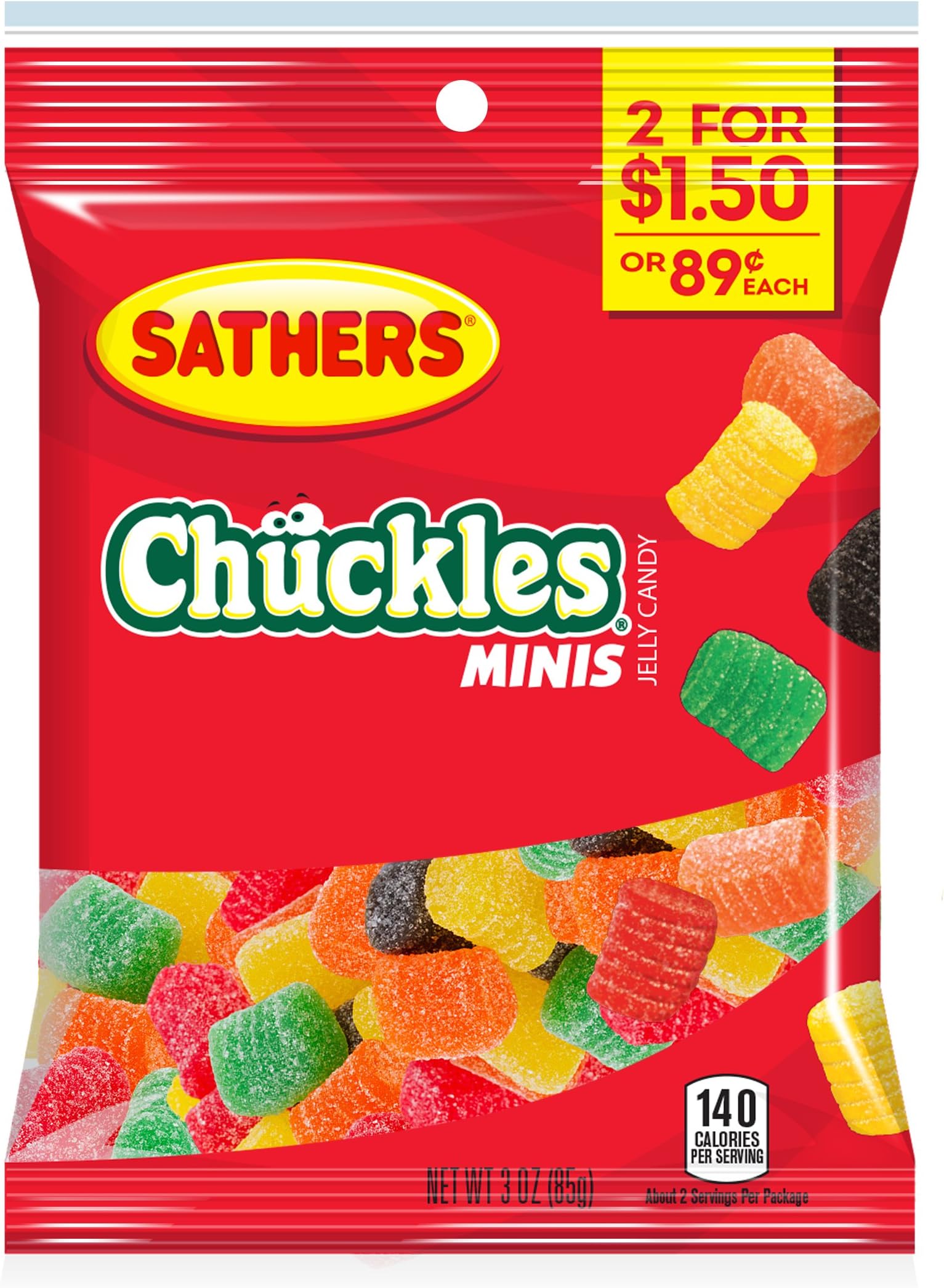 Sathers Mini Chuckles, 3 Ounce Bag, Pack of 12