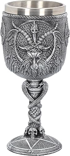 Miniatura 4 de Nemesis Now Baphomet - Copa de 6.9 in, color plata, resina con inserto de acero inoxidable, 1 unidad (paquete de 1)