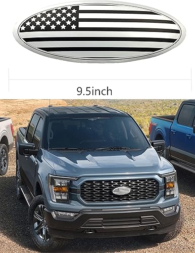 Miniatura 5 de CONGCONG Emblema de Ford de 9.5 pulgadas, Insignia Superpuesta de Parrilla Delantera y Portón Trasero, Emblema Ovalado de Aluminio Plateado con