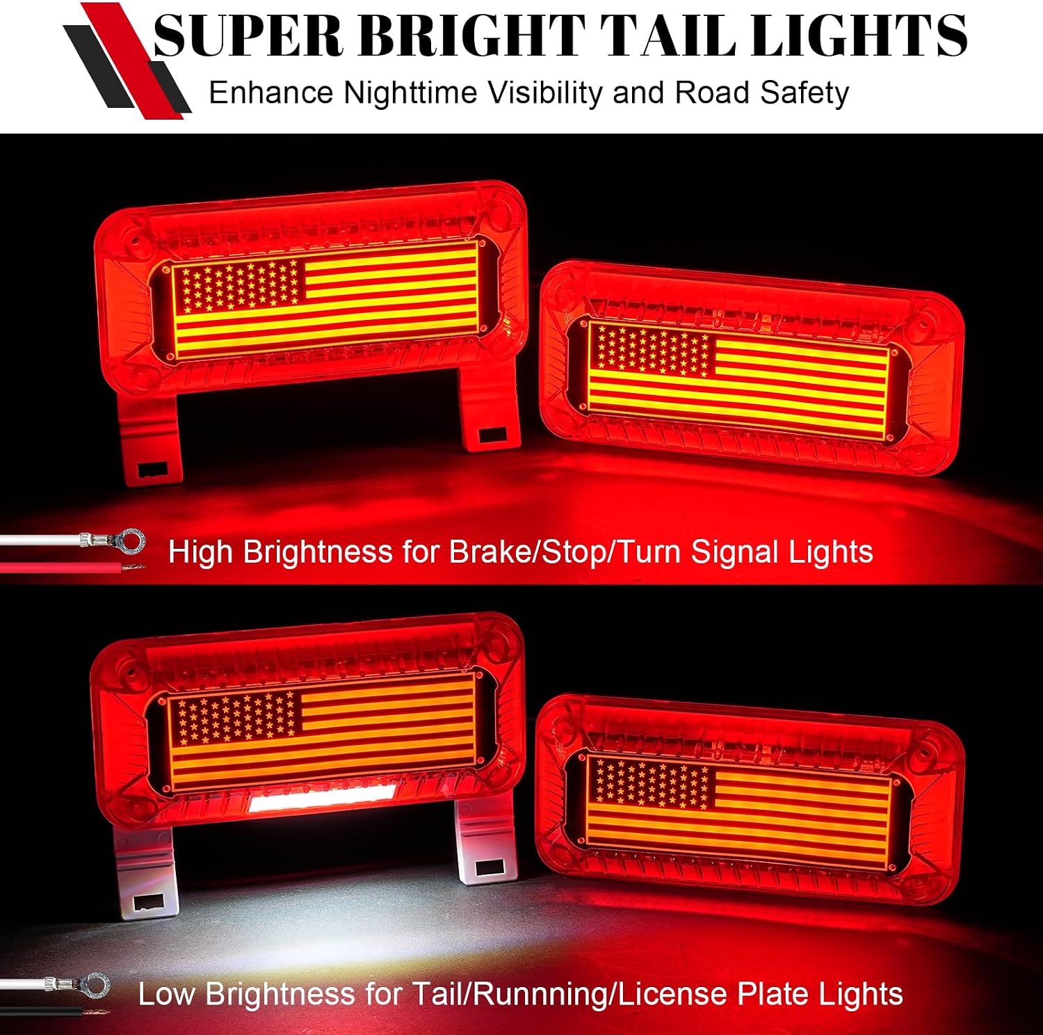 2PCS 84 LED Red RV Camper Tail Light w/License Plate Lights (Left + Right) | RV Tail Light/Camper Tail Lights Red Running Stop Brake/ White License Plate Lights- Surface Mount Waterproof Trailer Lights