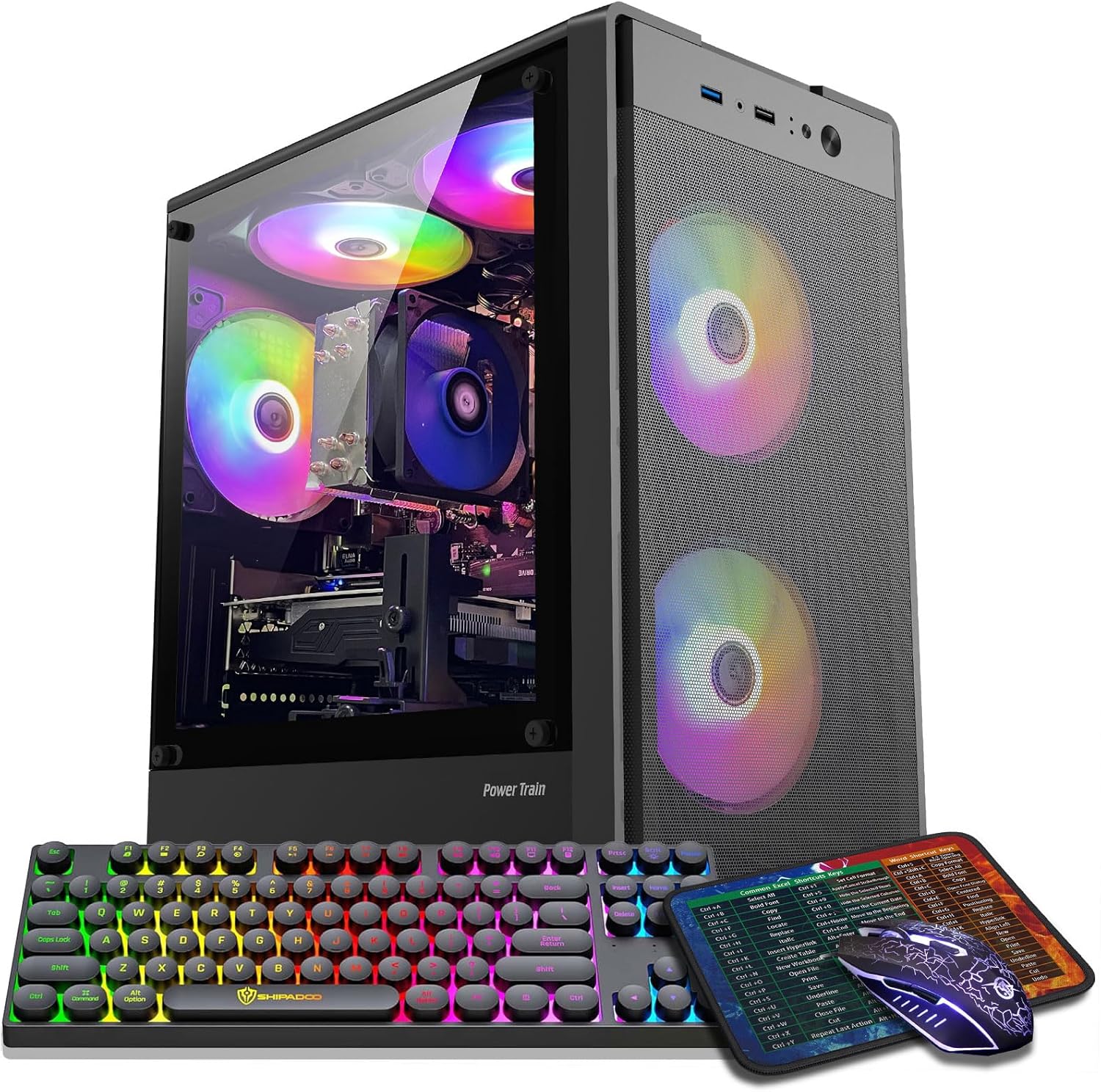 Prebuilt Gaming PC Desktop Computer,Intel Core i5 to 3.6GHz,RX560 Graphics Card with 4GB GDDR5 Video Memory,16GB RAM, 512GB SSD,WiFi 5.0,RGB Fan x5