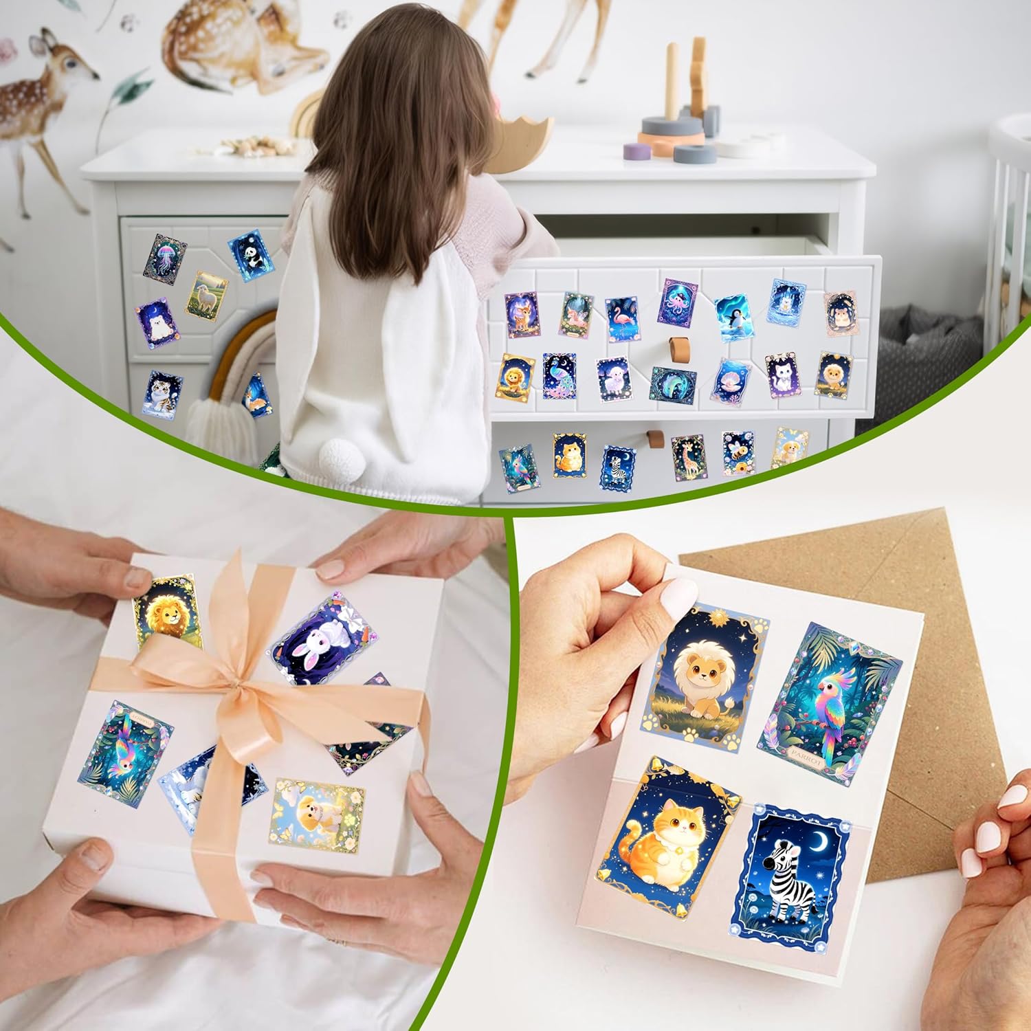 55 Pcs Fantasy Animal Water Bottle Stickers for Kids, Cartoon Animal Laptop Stickers, Waterproof Vinyl Phone Case Luggage Scrapbook Mug Decorations - Image 2