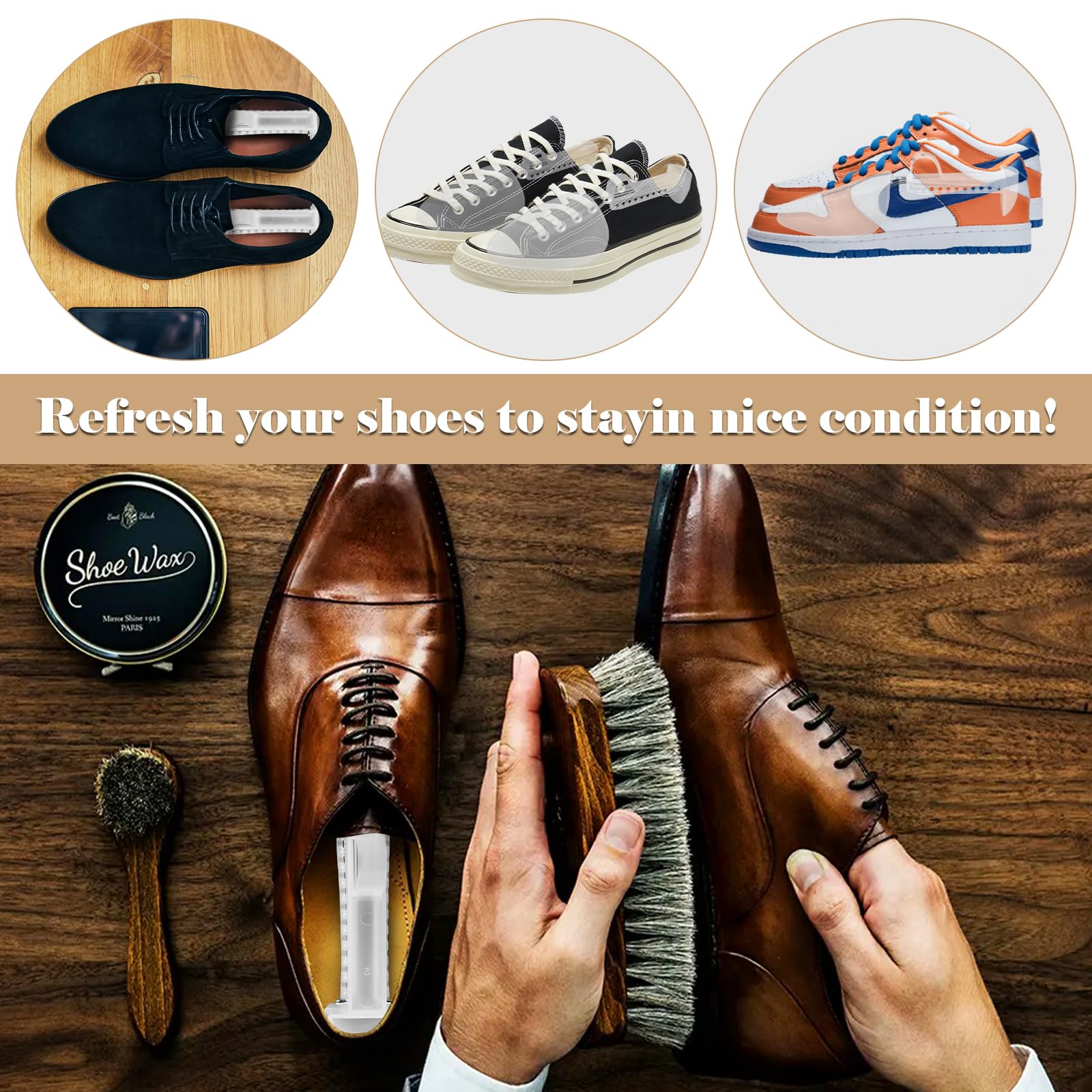 Árbol de zapatos para hombre, estirador de zapatos, longitud ajustable, soporte en forma de zapato, Blanco 4 pares, for Men's Shoes Size 5.5-11