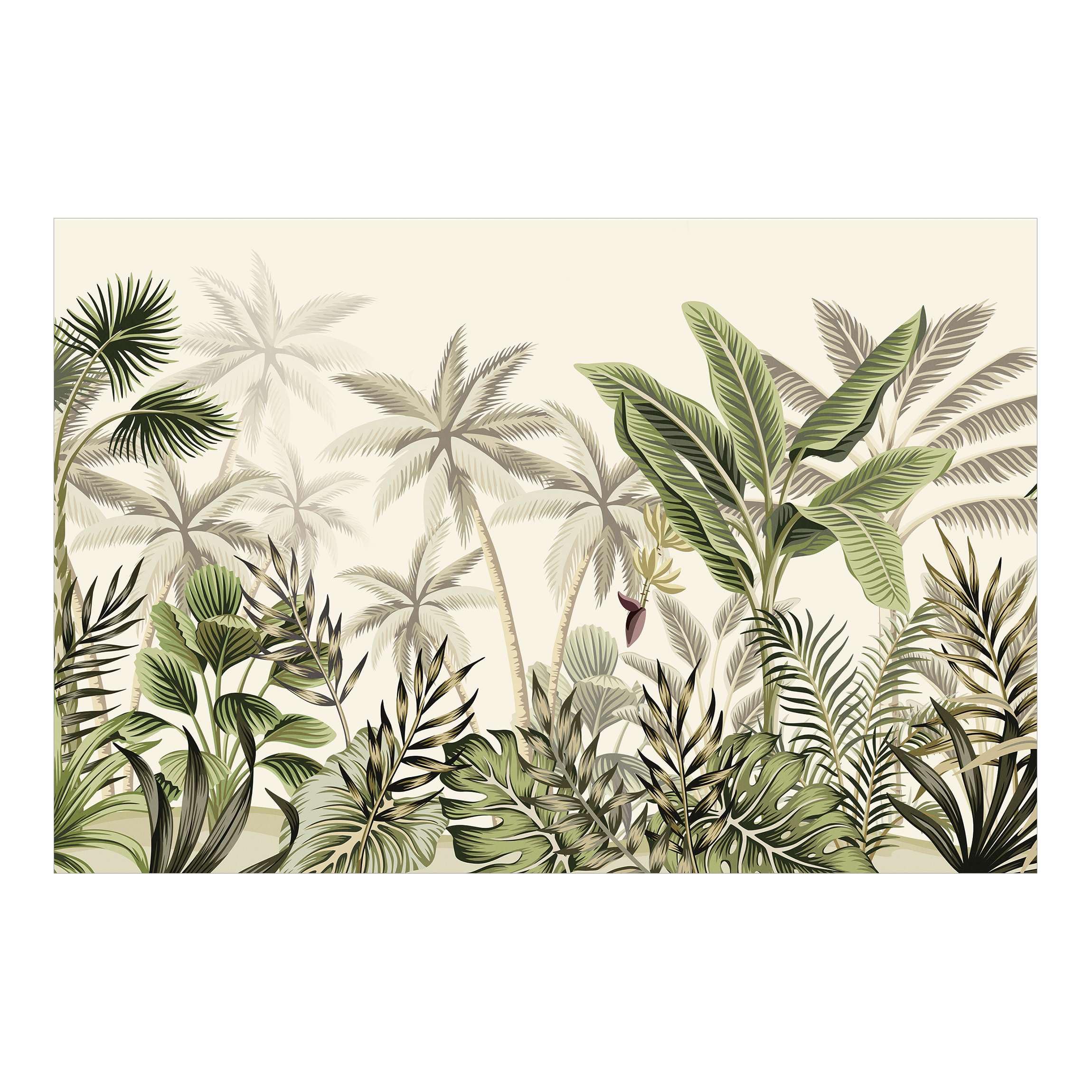 Tapisserie murale style tropical haut rendu panoramique plantes vert 4660