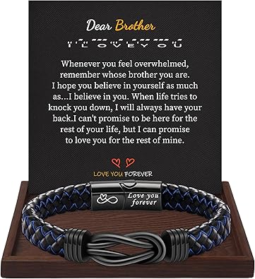 I Love You Gifts for Him Leather Bracelet for Men Knot Infinity Bracelets Valentines Day Gift for Husband Boyfriend Dad Son Grandson Anniversary Birthday Jewelry Graduation Gifts for Him 2024